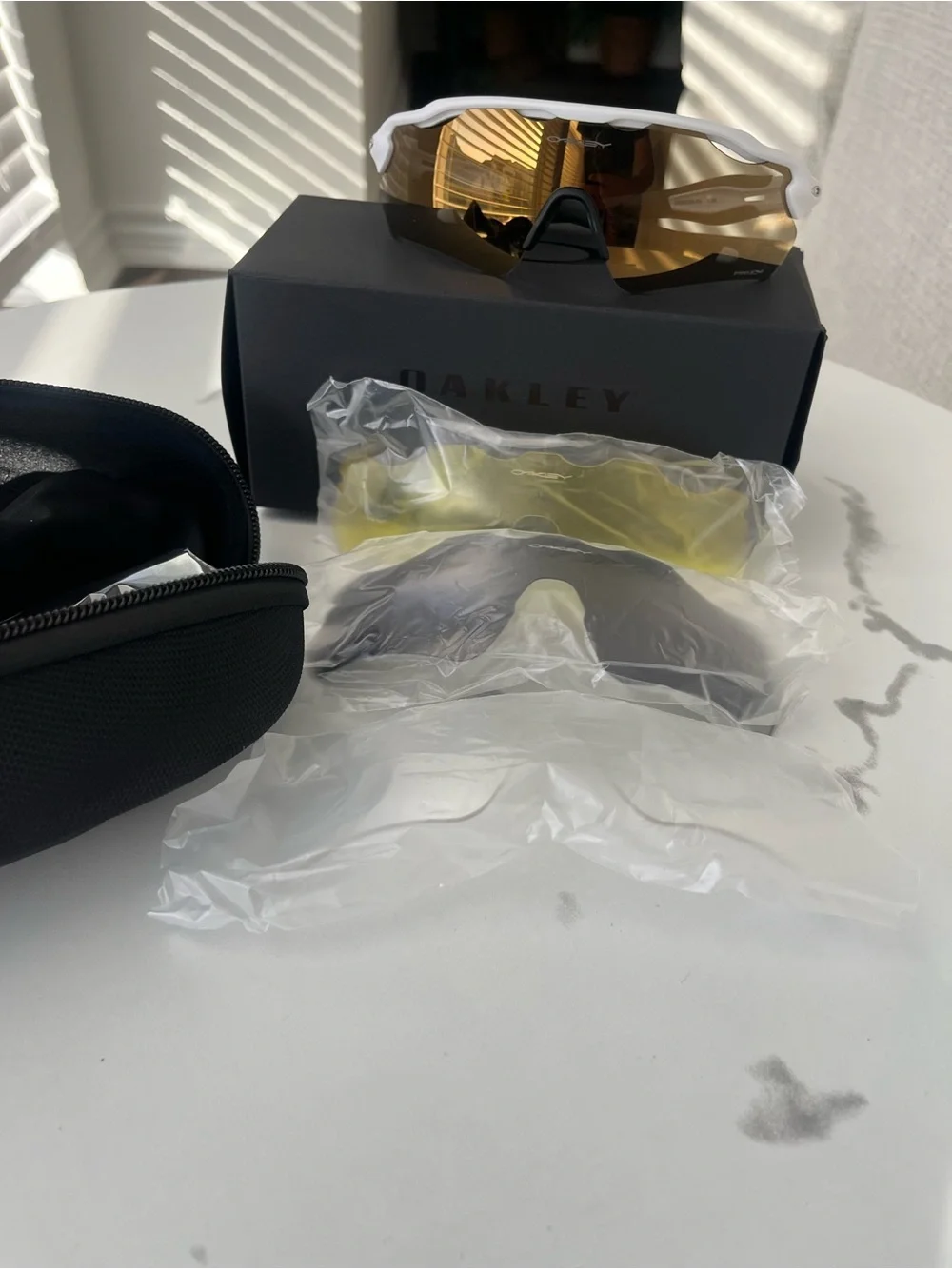 Oakley White Frame Sunglasses with Gold/Bronze Mirrored Lens